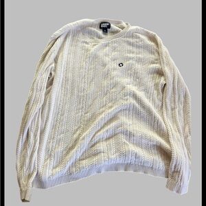 Lands' End Cream Crewneck Sweater with Ribbed Texture